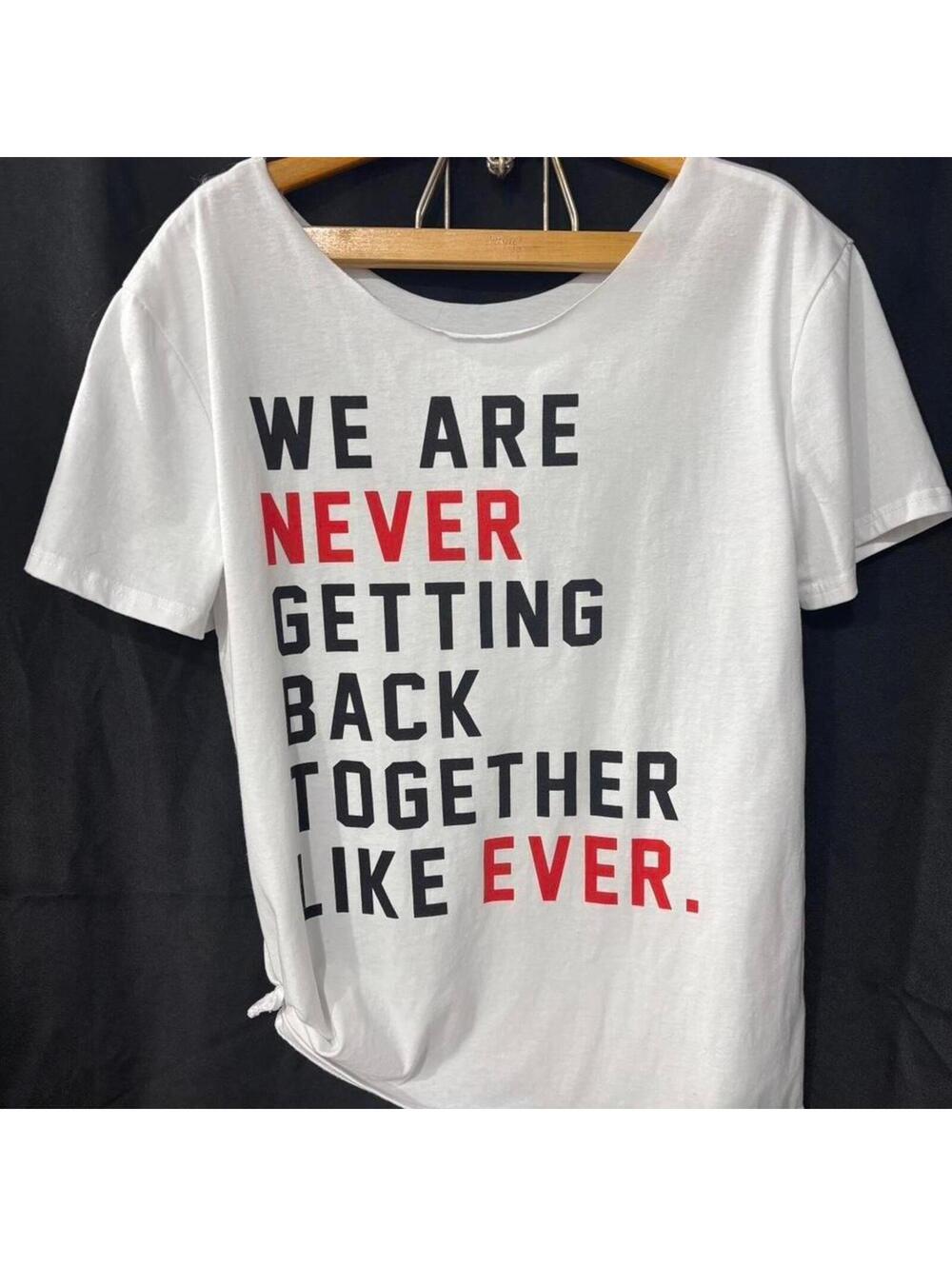 Taylor Swift lyric graphic tee with cut neckline & side tie – size L